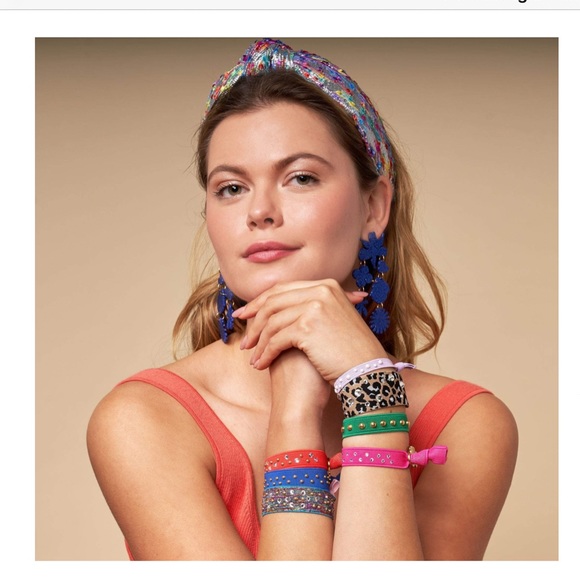 LELE SADOUGHI NWT AUTHENTIC EMBELLISHED PINK  LEOPARD COLOR ELASTIC BRACELET - Picture 9 of 9